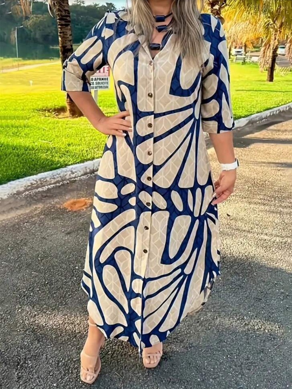 Boho geo print dress